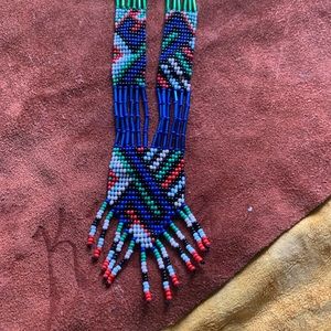Brand New Blue Green Loomed Necklace from Ecuador High Quality Construction.